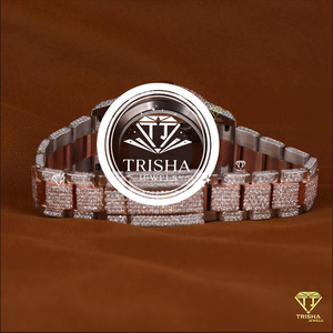 Reloj de Lujo con Diamantes Moissanite y Brazalete de Oro Rosa con Incrustaciones Completas, Piedras de Corte Brillante y Estilo Elegante - Product Image 4