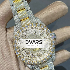 Reloj de Pulsera Hip-Hop de Aleación de Platino, Cristal con Incrustaciones de Diamantes Moissanite Color D VVS1, Correa de 20 mm, Diseño de Lujo - Product Image 2