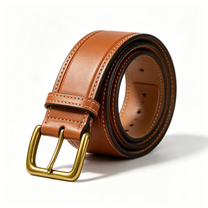 Ceinture formelle en cuir véritable pour homme, marron uni, en cuir de vachette, boucle à ardillon carrée en alliage, robuste, moulage monobloc - Product Image 4