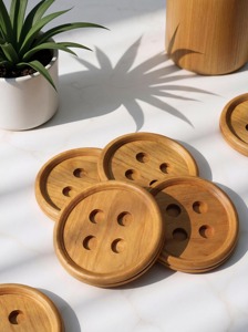 Ensemble de dessous-de-verre ronds en bois résistants à la chaleur, sets de table modernes pour la protection des tasses à café - Product Image 4