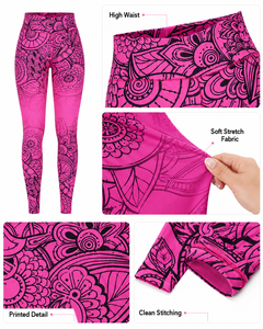 Leggings de Yoga de Cintura Alta con Estampado Floral Mandala para Mujer, Leggings Deportivos de Compresión al por Mayor, Ropa Deportiva Activa, Leggings Rosas - Product Image 4