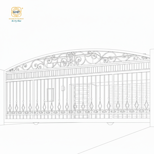 Portail coulissant en fer forgé au design minimaliste et moderne, portail d'entrée en acier industriel élégant, portail de sécurité sur mesure forgé à la main KHP - Product Image 4