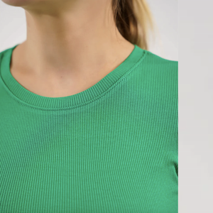 Femmes décontracté respirant spandex/coton à manches courtes coupe régulière col rond T-Shirts teint uni Logo de marque personnalisé imprimé - Product Image 5