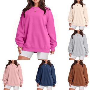 เสื้อสเวตเชิ้ตผู้หญิงทรงหลวม คอรูปทรงกลม ผ้าริบ 80% คอตตอน 20% โพลีเอสเตอร์รีไซเคิล ปลายแขนเสื้อแบบริบ - Product Image 2