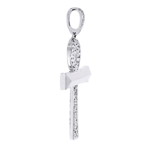 Collar con Colgante Ankh de Moissanita en Oro Blanco, Chapado en Rodio, con Microincrustaciones - Product Image 1