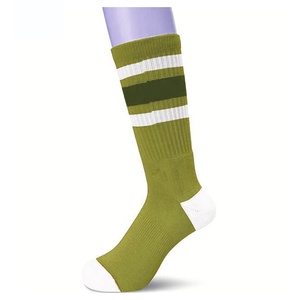 Men's <b>Black</b> Crew <b>Socks</b> with White Stripes Knitted Breathable Athletic Style Spring Wear - Product Image 4
