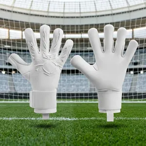 Unisex Full <b>Finger</b> PU Goalkeeper Gloves White Non Slip Palm Adjustable Wrist <b>Strap</b> Breathable Sports - Product Image 5