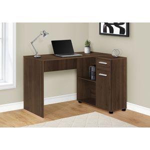 Scrivania Angolare Moderna Contemporanea da 46 Pollici per Ufficio Domestico con Cassetti Portaoggetti, Laminato Noce, per Lavoro e Uso Laptop - Product Image 5