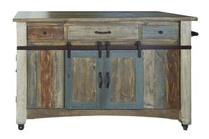 Chariot de cuisine roulant Gibbs Farmhouse Flair avec plateau en bois massif, îlot de cuisine avec rayures verticales en relief, îlots et chariots de cuisine - Product Image 2