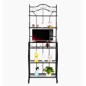 Scaffale da Cucina a 5 Ripiani in Metallo con Supporto per Microonde, Portabottiglie e Postazione di Lavoro - Nero (63,5 cm x 40,6 cm x 15,2 cm) - Product Image 1