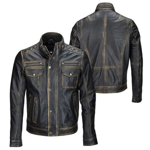 Blouson Bomber Classique en Cuir Véritable 100% avec Capuche, Grande Taille, Vintage, Imperméable, Vêtement de Moto pour Hommes - Product Image 1