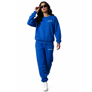Women Fleece Crew Neck Sweatshirt Tracksuit <b>Set</b> Cuffed Jogger Trousers Relaxed Fit Casual Winter <b>Two</b> <b>Piece</b> <b>Lounge</b> Outfit - Product Image 1