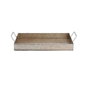 Wholesale Vintage Galvanized Metal <b>Nesting</b> Serving Trays With Trim Handles Set Of 3 Home Decor Storage Organizer - Product Image 4
