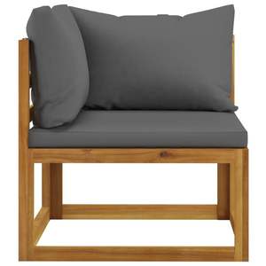 Banc de jardin gris foncé avec coussins et bois naturel pour terrasse - Product Image 4