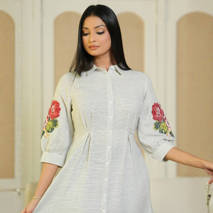 Elegante Vestido Camisero de Lino y Algodón para Mujer - Product Image 3