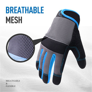 Gants de mécanicien en maille respirante multi-usages compatibles avec les écrans tactiles, en cuir de qualité supérieure, antidérapants et de sécurité pour le travail mécanique - Product Image 4