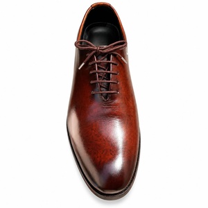 <b>Men</b>’s Reddish Brown Leather Oxford Shoes with Glossy Finish and Lace-Up Design - Product Image 2