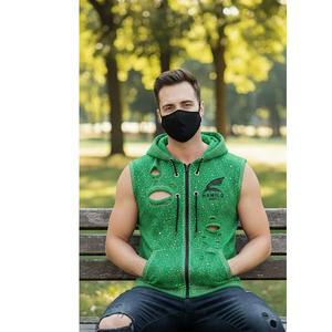 Camiseta sin mangas personalizada para gimnasio, chaleco deportivo ajustado, sudadera con capucha sin mangas, sudaderas con capucha básicas de mezcla de algodón - Product Image 3