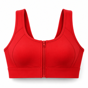 Sujetador deportivo ajustable negro talla grande 2026 con abertura frontal y espalda con orificio, liso y de alta elasticidad para fitness de mujer adulta - Product Image 3