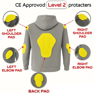 Sudadera Protectora para Hombre, Manga Larga, Transpirable, de Poliéster, para Motociclismo, Color Gris, con Protección en Hombros, Codos y Espalda - Product Image 5