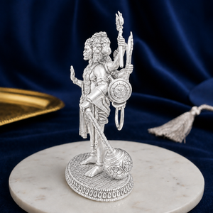 Jaipur Metals 999 Silver Plated Panchmukhi Hanuman Idol | 100% Brass Durable Tabletop <b>Religious</b> <b>Statue</b> | 6.5x4.2x9cm | 115g | - Product Image 3