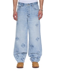 Top Trendiness <b>Men's</b> Lightweight Casual Pants Embroidery Design High Fashion Baggy <b>Jeans</b> Woolen Fabric Acid Wash <b>Drawstring</b> - Product Image 1