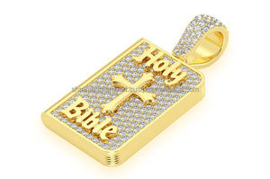 Collar con Colgante de Cruz Islámica en Plata de Ley 925 Chapada en Oro, con Diamante Cultivado en Laboratorio, Joyería Personalizada - Product Image 2