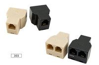 Adaptador Divisor Hembra RJ11 6P4C de 3 Puertos para Teléfono, Convertidor Bidireccional (Marfil/Blanco/Negro) Certificado RoHS para Teléfono y Fax (EE. UU.)