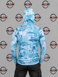 Sudadera con Capucha de Pesca para Hombre MAW, Camuflaje Gris, Protección Solar UPF 50, Secado Rápido, Manga Larga con Cubre Rostro - Product Image 4