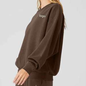 New Arrival <b>Brown</b> Crew Neck Sweatshirt Foe Women Spring <b>Long</b> <b>Sleeve</b> French Terry Blank Pullovers With logo Cotton Sweatshirt - Product Image 4
