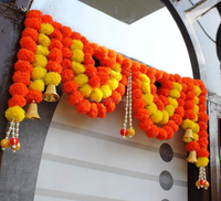 Kumkum Fashions Guirlande de fleurs artificielles de souci en forme de clochettes, Décoration d'intérieur, Guirlande de porte, pour Diwali, Mariage, Pâques, Respectueux de l'environnement, Retour