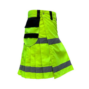 Kilt de bombero verde neón para hombre con cinta reflectante, kilt utilitario, kilt moderno de moda escocesa - Product Image 2