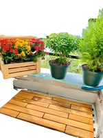 Carreaux de terrasse en acacia au design de parquet élégant pour balcon extérieur et sol au bord de la piscine 24x12 pouces