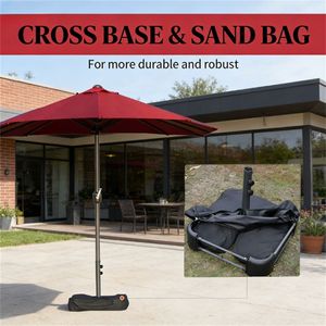 Sombrilla de Terraza Color Vino Tinto con Base, Sombrilla para Patio Exterior, Jardín o Playa, Producto de Calidad - Product Image 4
