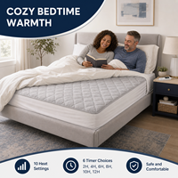 Surmatelas chauffant électrique en flanelle taille Queen 220V, 10 réglages de chaleur, arrêt automatique, lavable en machine pour literie d'hiver