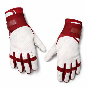 Gants de frappeur de baseball en cuir sur mesure de qualité supérieure, manchette longue, taille adulte, combinaison de couleurs blanc et bordeaux, pour l'entraînement au baseball - Product Image 4