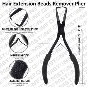 Kit de Herramientas para Extensiones de Cabello Negro, Alicates, Kit de Gancho y Bucle para Anillos Micro, Removedor de Cuentas y Cierre, Alicates Multifunción de 2 Orificios - Product Image 6