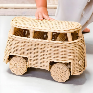 Mini camper van rattan toy <b>cars</b> for baby boys cheap price eco-friendly hand weaved <b>car</b> toys - Product Image 5