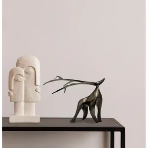 Figurine de cerf en bronze moderne, sculpture abstraite d'animal, décoration d'intérieur, pièce d'art, artisanat de fonderie, ornement en métal - Product Image 5