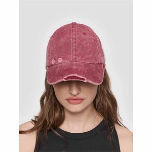 <b>Vintage</b> Distressed Pink Baseball <b>Cap</b> 6-Panel Adjustable Unisex Cotton Casual Wear Ripped Style Spring Summer Hat - Product Image 6