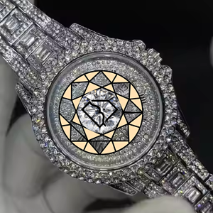 Montre à quartz de luxe pour homme RAMDUT IMPEX Fashion Lab Diamond, style hip-hop, haute qualité, étanche, grand cadran à chiffres romains sertis de diamants. - Product Image 1