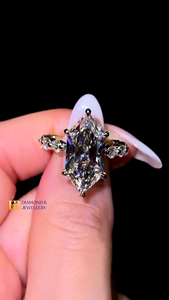 Luxury Marquise Cut Lab Grown Diamond Engagement <b>Ring</b> <b>Silver</b> Gold Hidden Halo <b>Solitaire</b> <b>Ring</b> Wedding Promise <b>Ring</b> for Women - Product Image 3