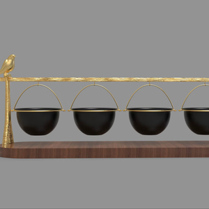 ขาตั้งชามเสิร์ฟอะลูมิเนียมสีทองหรูหรา ล้างทำความสะอาดได้ ดีไซน์ทันสมัย ตกแต่งกลางโต๊ะแบบแขวน เป็นมิตรกับสิ่งแวดล้อม สินค้านำเข้าจากอินเดีย สำหรับตกแต่งบ้าน - Product Image 1