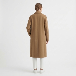 Manteau long en laine de chameau pour femme, coupe oversize, revers cranté, simple boutonnage, mi-long, poches plaquées, hiver - Product Image 4