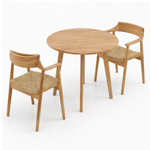 Ensemble de salle à manger en teck artisanal de luxe ARTERRA, design scandinave moderne, table et chaises pour la maison, la cuisine, le restaurant - Product Image 2