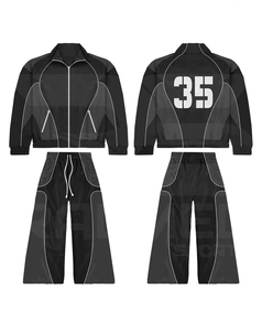 Unisex Sporty Tracksuit 2 Piece <b>Zipper</b> <b>Jacket</b> Flared Pants Quick Dry Polyester Full Sleeve Autumn Wear Windbreaker Tracksuit - Product Image 3