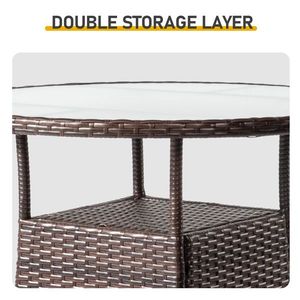 Tavolo da Patio per 4 Persone, 80 cm, in Vimini con Piano in Vetro, Tavolo da Bistrot in Rattan Resistente alle Intemperie per Uso Esterno - Product Image 5
