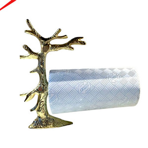 Moderno y Atractivo Portarrollos de Papel de Cocina con Base de Diseño de Hojas de Ginkgo en Aluminio Dorado - Product Image 2