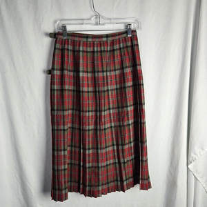 Jupe plissée vintage en laine à carreaux pour femme avec boucles en cuir, style héritage, collection 2026 - Grande Vente - Product Image 3