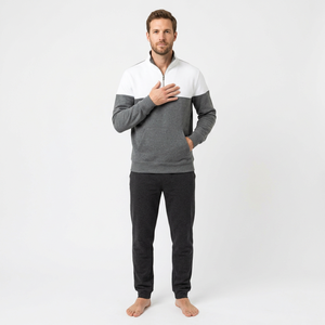 Sweat-shirt demi-zip en molleton de coton épais délavé à l'acide pour la vente en gros - Product Image 3